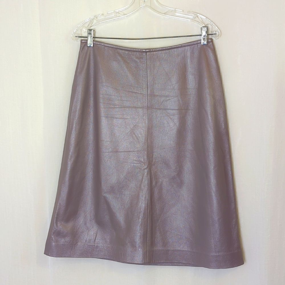 Boyd England Soft Metallic Leather Skirt Pearly Tan Size Large